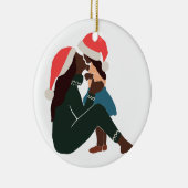Schwarze Mutter/Tochter Weihnachten Keramik Ornament (Rechts)