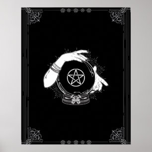 Schwarze mystische Wahrsagerin Mystischer Kristall Poster