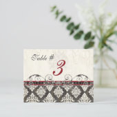 Schwarze 'n weiße Damaskaske rote Tischkartennumme Postkarte (Stehend Vorderseite)