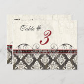 Schwarze 'n weiße Damaskaske rote Tischkartennumme Postkarte (Vorne/Hinten)