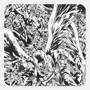 Schwarze Nacht - Schwarz und Weiß Quadratischer Aufkleber