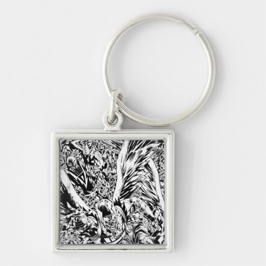 Schwarze Nacht - Schwarz und Weiß Schlüsselanhänger (Vorne)