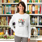 Schwarze Nähmaschine Schneide weiß T-Shirt