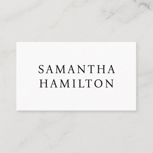 Schwarze Namen Moderne Minimalistische BN Visitenkarte (Vorderseite)