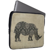 Schwarze Nashorn-Silhouette-Computer-Hülse Laptopschutzhülle (Vorne Rechts)