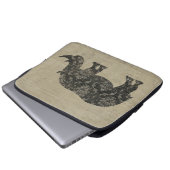 Schwarze Nashorn-Silhouette-Computer-Hülse Laptopschutzhülle (Vorne Knopf)
