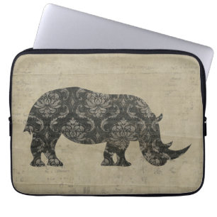 Schwarze Nashörner Silhouette Computertasche Laptopschutzhülle