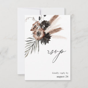 Schwarze & Natürliche Florale Boho mit Essens-RSVP RSVP Karte