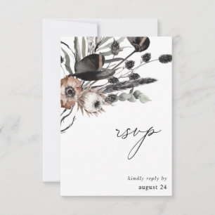 Schwarze & Natürliche Florale mit Essens-RSVP RSVP Karte