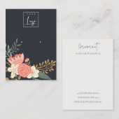 Schwarze Navy Ambrosia Floral Logo Ohrenanzeige Visitenkarte (Vorne/Hinten)