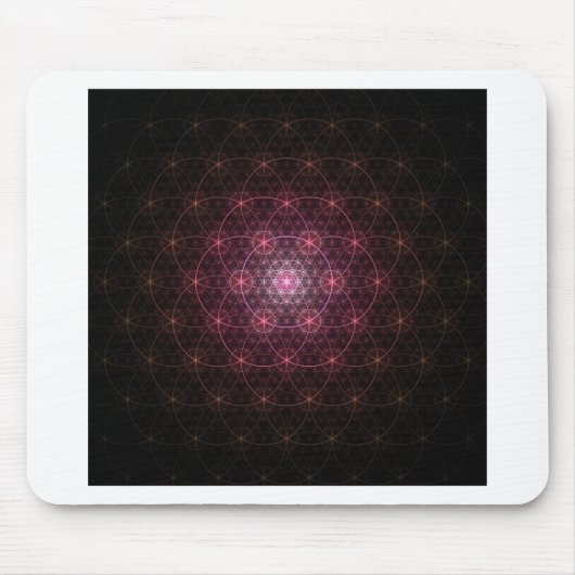 Schwarze NeonBlume des Lebens Mousepad (Vorne)