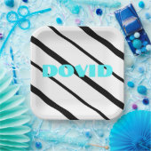 Schwarze Neonplatte Pappteller (Party)