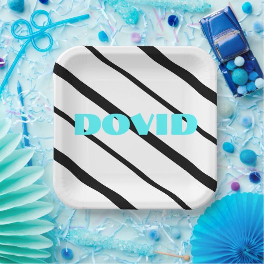 Schwarze Neonplatte Pappteller (Party)