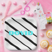 Schwarze Neonplatte Pappteller (Party)