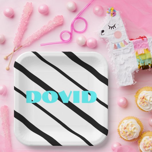 Schwarze Neonplatte Pappteller (Party)