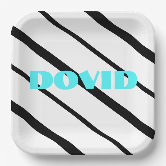 Schwarze Neonplatte Pappteller (Vorderseite)