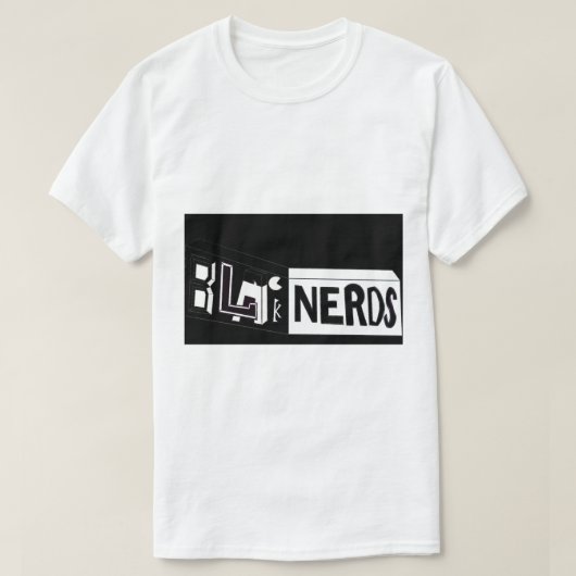 Schwarze Nerd-grundlegender Boxy Logo-Klassiker T-Shirt (Design vorne)
