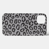 Schwarze Nettospitze mit Leopardmuster auf Weiß Case-Mate iPhone Hülle (Rückseite (Horizontal))