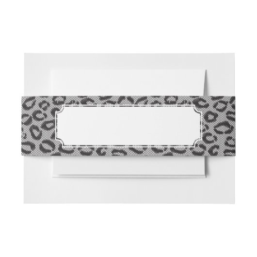 Schwarze Nettospitze mit Leopardmuster auf Weiß Einladungsbanderole (Vorderseite Beispiel)