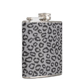 Schwarze Nettospitze mit Leopardmuster auf Weiß Flachmann (Rechts)