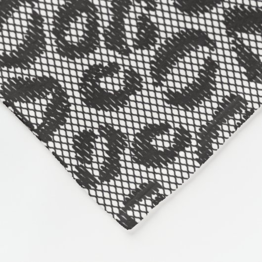 Schwarze Nettospitze mit Leopardmuster auf Weiß Fleecedecke (Ecke)