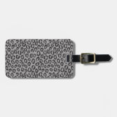 Schwarze Nettospitze mit Leopardmuster auf Weiß Gepäckanhänger (Vorderseite horizontal)