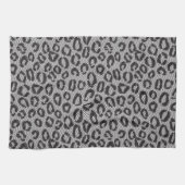 Schwarze Nettospitze mit Leopardmuster auf Weiß Geschirrtuch (Horizontal)