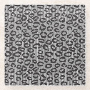 Schwarze Nettospitze mit Leopardmuster auf Weiß Glasuntersetzer