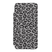 Schwarze Nettospitze mit Leopardmuster auf Weiß Incipio iPhone Geldbeutel-Hülle (Folio Vorderseite)