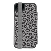 Schwarze Nettospitze mit Leopardmuster auf Weiß Incipio iPhone Geldbeutel-Hülle (Folio Rückseite)