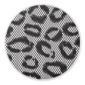 Schwarze Nettospitze mit Leopardmuster auf Weiß Keramikknauf (Vorderseite)