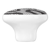 Schwarze Nettospitze mit Leopardmuster auf Weiß Keramikknauf (Seitenansicht)