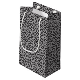 Schwarze Nettospitze mit Leopardmuster auf Weiß Kleine Geschenktüte