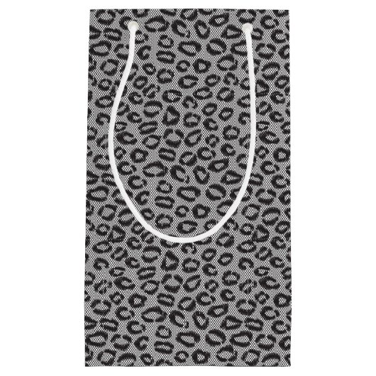 Schwarze Nettospitze mit Leopardmuster auf Weiß Kleine Geschenktüte (Vorderseite)