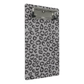 Schwarze Nettospitze mit Leopardmuster auf Weiß Mini Klemmbrett (Schrägansicht)