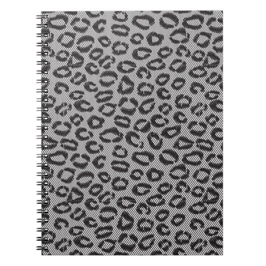 Schwarze Nettospitze mit Leopardmuster auf Weiß Notizblock (Vorderseite)