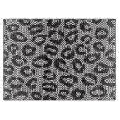 Schwarze Nettospitze mit Leopardmuster auf Weiß Schneidebrett (Vorderseite)