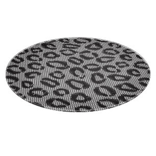 Schwarze Nettospitze mit Leopardmuster auf Weiß Schneidebrett