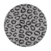 Schwarze Nettospitze mit Leopardmuster auf Weiß Schneidebrett (Vorderseite)