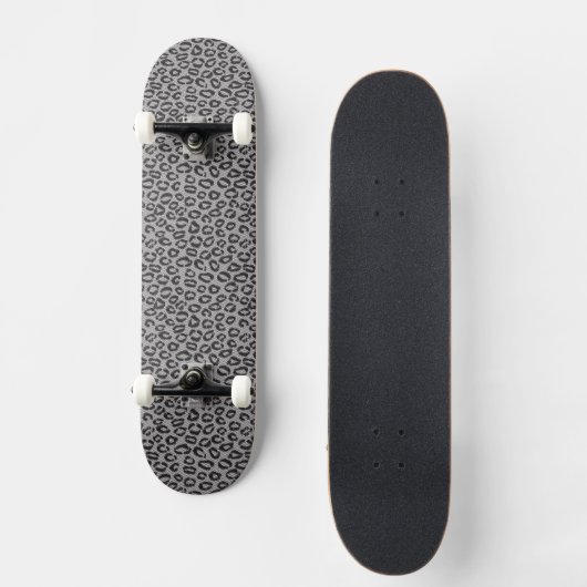 Schwarze Nettospitze mit Leopardmuster auf Weiß Skateboard (Vorderseite)