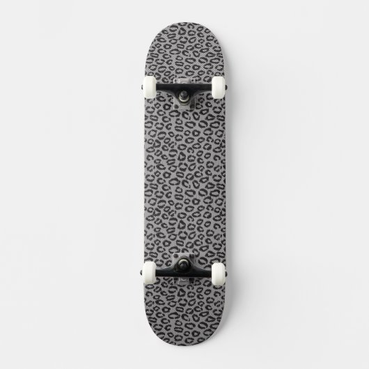 Schwarze Nettospitze mit Leopardmuster auf Weiß Skateboard (Vorderseite)