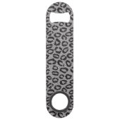 Schwarze Nettospitze mit Leopardmuster auf Weiß Speedflaschenöffner (Vorderseite)