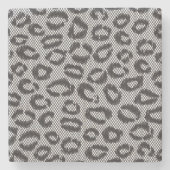 Schwarze Nettospitze mit Leopardmuster auf Weiß Steinuntersetzer (Vorderseite)