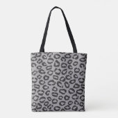 Schwarze Nettospitze mit Leopardmuster auf Weiß Tasche (Rückseite)