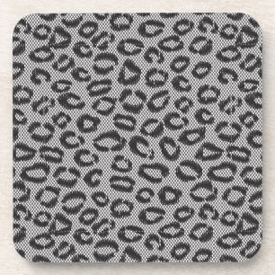 Schwarze Nettospitze mit Leopardmuster auf Weiß Untersetzer