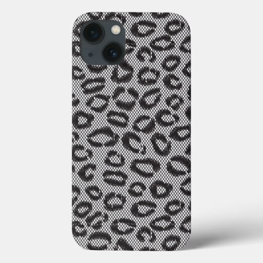 Schwarze Netzspitze mit Leopardenmuster auf weißem Case-Mate iPhone Hülle (Rückseite)