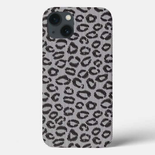 Schwarze Netzspitze mit Leopardenmuster auf weißem Case-Mate iPhone Hülle (Rückseite)