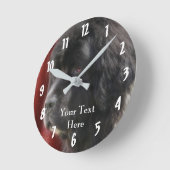 Schwarze Neufundland-Hundegesicht Personalisiert Runde Wanduhr (Winkel)