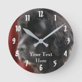 Schwarze Neufundland-Hundegesicht Personalisiert Runde Wanduhr (Vorderseite)