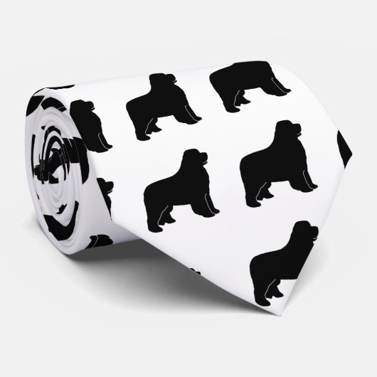 Schwarze Neufundland-Silhouette-Krawatte Krawatte (Gerollt)